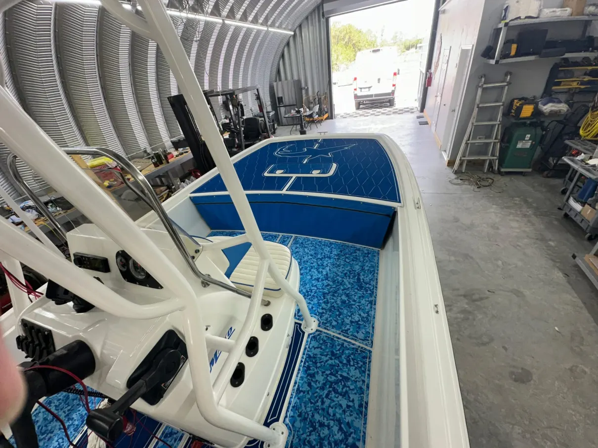 Full boat interior in blue camo